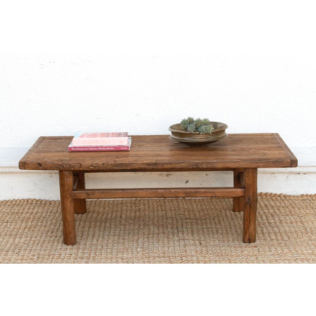 Wood Rustic Warm Elm Stretcher Coffee Table For Sale - Image 7 of 7