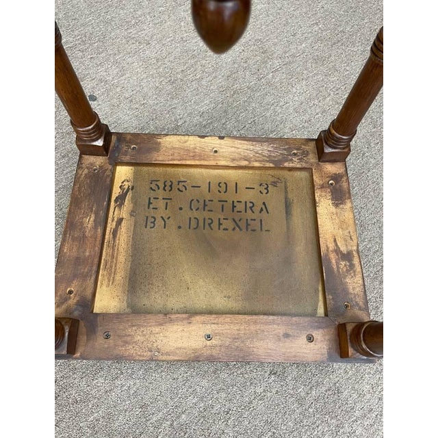 Brown Vintage Drexel Walnut Lift Top Side Table, Burl Top, Carved Legs, Solid Wood Legs For Sale - Image 8 of 9