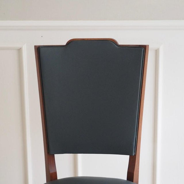 Art Deco Chairs with Petrol Faux Leather Seats, 1930s, Set of 6 For Sale - Image 17 of 18