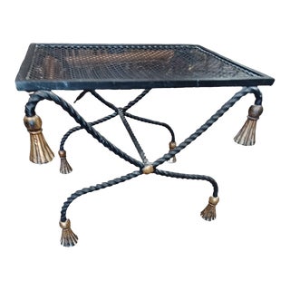 Vintage Black and Gilt Tassel Bench/Stool For Sale