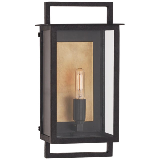 Halle Small Wall Lantern in Aged Iron and Clear Glass Designer: Ian K. Fowler Height: 13.25" Extension: 6" Backplate: 5" x...