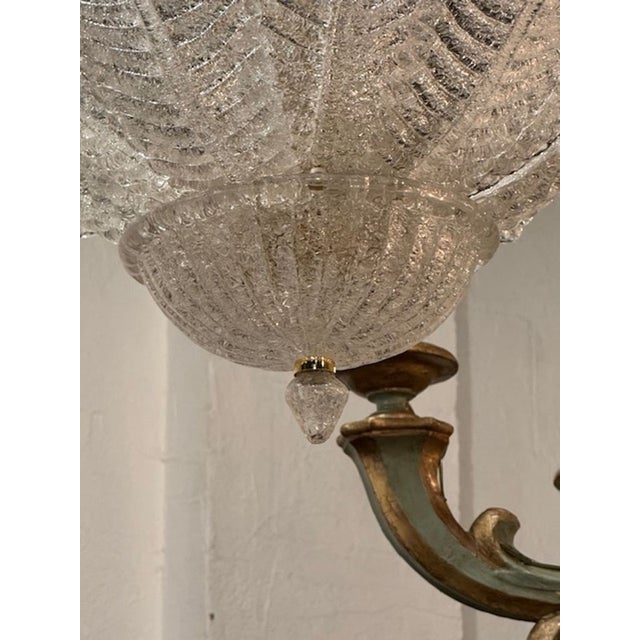 Modern Murano Granola Glass Palm Leaf Flush Mount Chandelier For Sale - Image 3 of 6