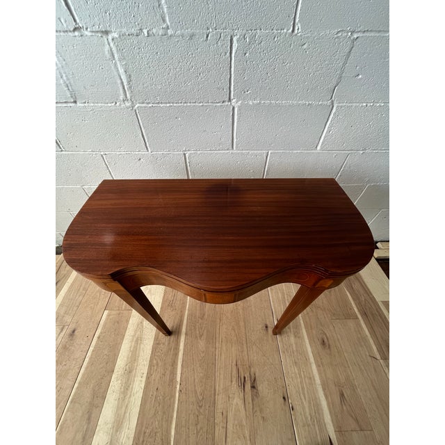 Early 20th Century Vintage Hepplewhite-Style Inlaid Mahogany Flip Top Game Card Table For Sale - Image 5 of 10