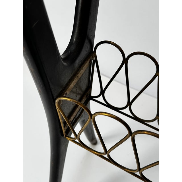 Cesare Lacca Italian Console Table in Walnut, Brass, Italy 1950s For Sale - Image 12 of 17