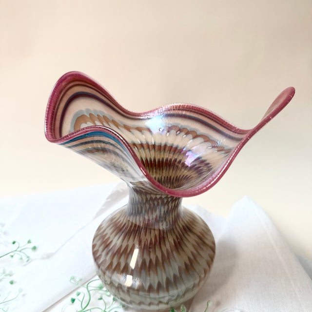 1970s Vintage Peacock Eye Vase in Glass, 1970s For Sale - Image 5 of 16