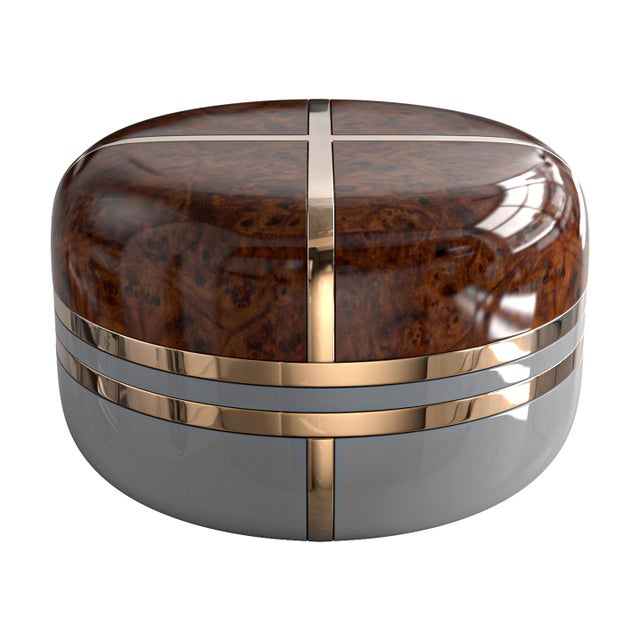 "Armonia" Coffee Table, Bronze, Stainless Steel, Finely Crafted Wood For Sale - Image 4 of 6