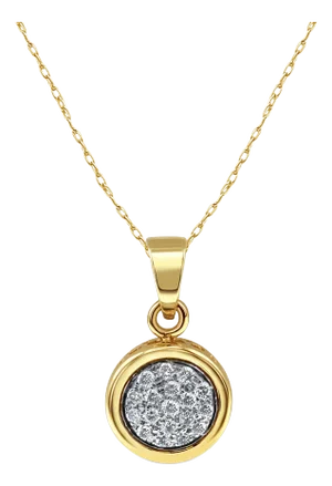 Half Carat Diamond Pave Circle Necklace 14k Yellow Gold 16"