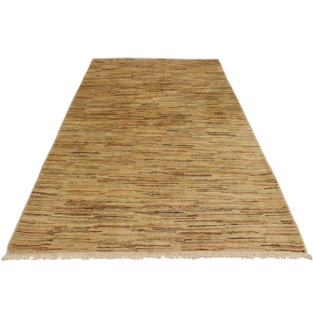 Modern Gabbeh Beige/Rust Wool Rug - 4'0'' X 5'9'' For Sale In New York - Image 6 of 10