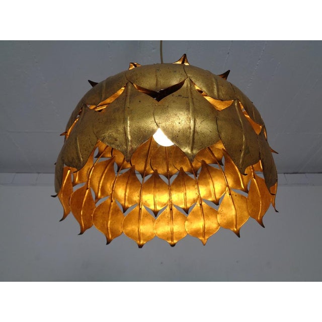 1960s Large Golden Lotus Ceiling Lamp from Hans Kögl, Germany, 1960s For Sale - Image 5 of 18