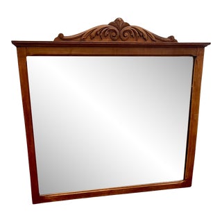 Mid Century 1960s Hardwood Mirror Bevelled Vintage For Sale