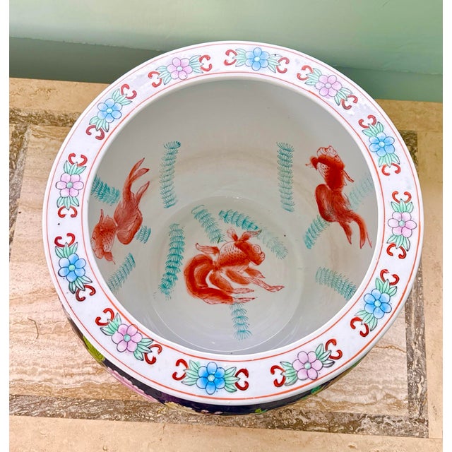 Chinoiserie Mid 20th Century Chinese Chinoiserie Fishbowl Planter For Sale - Image 3 of 11