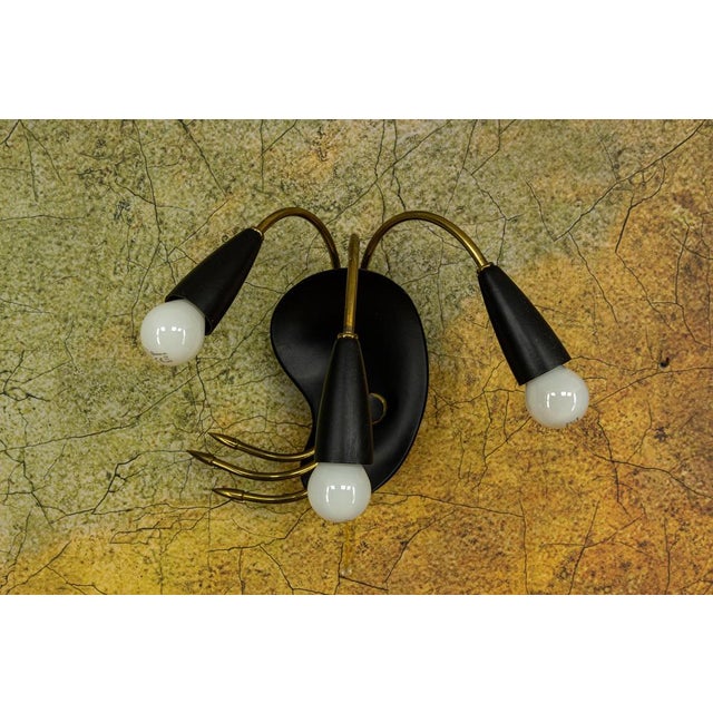 1960s Mid-Century Modern Italian Three-Light Wall Lamp in the style of Stilnovo, 1960s For Sale - Image 5 of 18