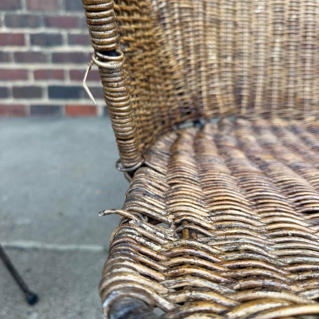 Brown Pair of Salterini Vintage Wicker and Iron Mid Century Lounge Chairs For Sale - Image 8 of 12