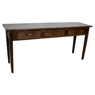 Vintage English Rustic Farmhouse Oak Side Table, 1930s For Sale