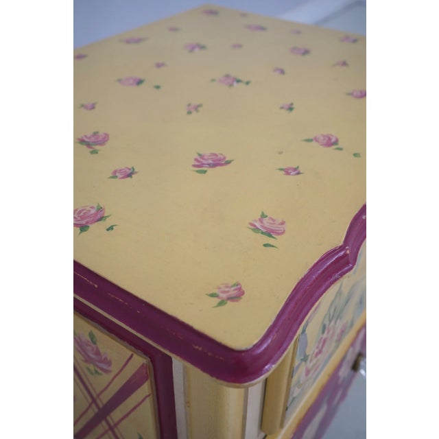 Pair Floral Hand Paint Decorated Nightstands For Sale - Image 10 of 12