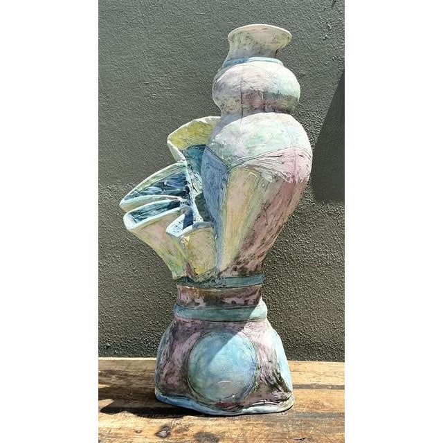 This monumental studio pottery sculpture by artist KT Blacklock, dated 1978, is a vibrant and commanding example of late-...