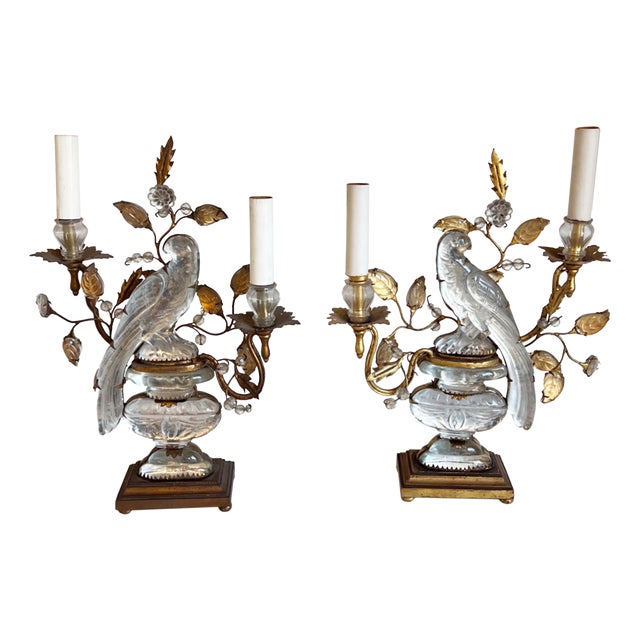 Table Lamps with Parrots and Urns from Maison Baguès, 1950s, Set of 2 For Sale