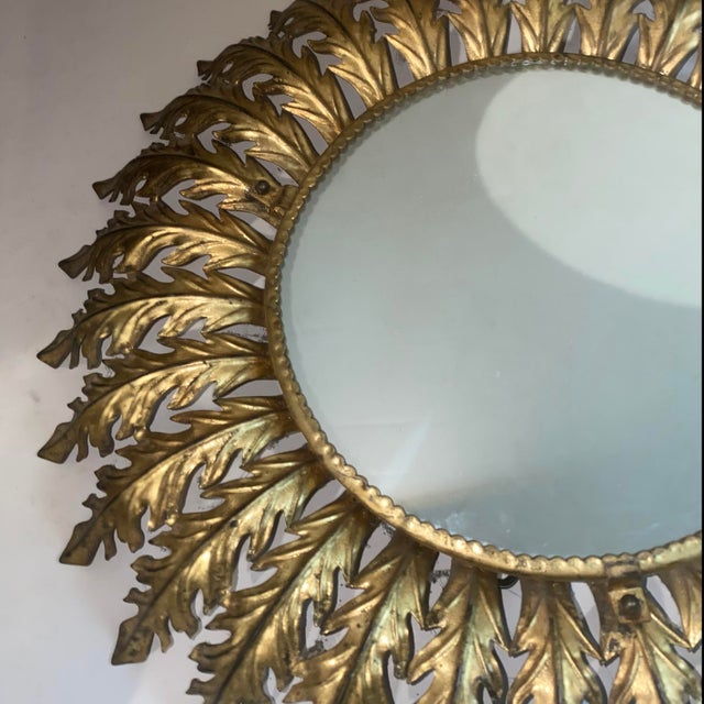 Vintage Italian Gilded Sunburst Mirror, 1960s For Sale - Image 13 of 18