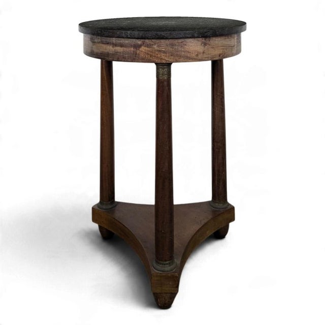 Black Empire Style Mahogany Side Table with Black Marble Top For Sale - Image 8 of 8