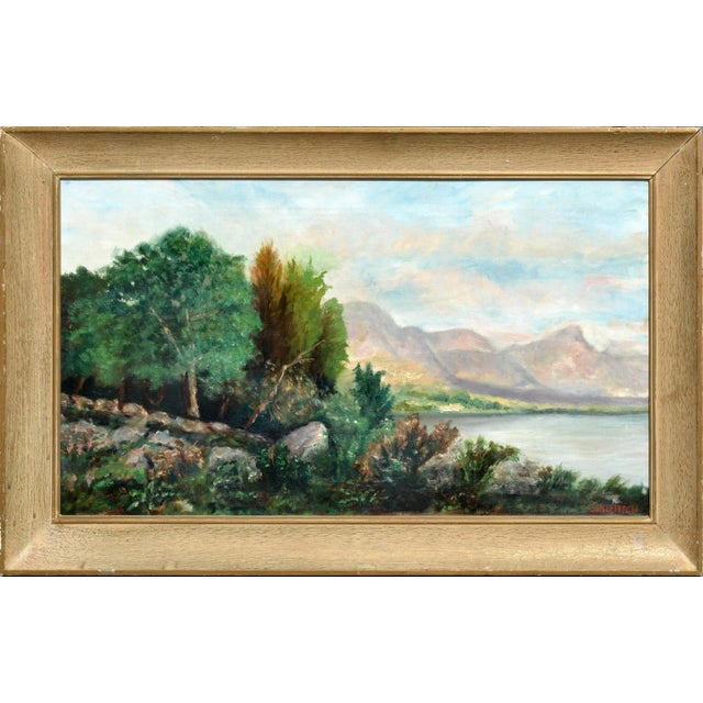 Textile Mountain Lake Landscape by Joseph Kleitsch For Sale - Image 7 of 7