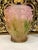 1950s Vintage XL Crystal Heavy Glass Art Vase, Green Pink Ombré Naked Ladies For Sale - Image 11 of 13