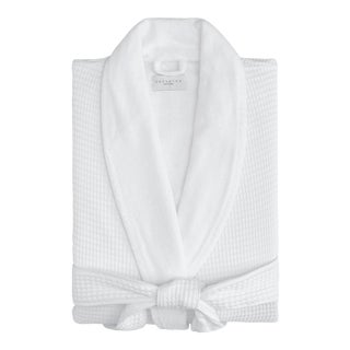 Hotel Waffle Terry Bathrobe in Small/Medium in White For Sale