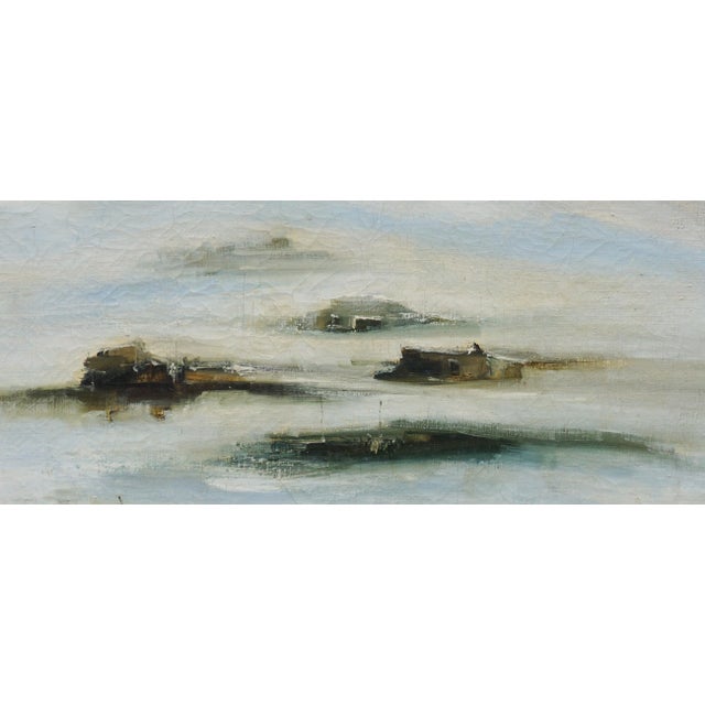 Abstract Mid Century Abstracted Landscape Adobe Houses by S. Gallotti For Sale - Image 3 of 6