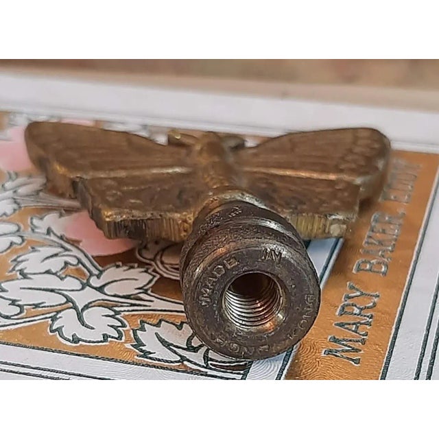 Vintage Brass Butterfly Lamp Finial Art Deco For Sale - Image 4 of 8