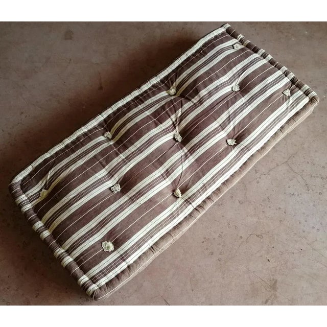 Nice small mattress, handmade and covered with brown and white striped fabric and stuffed with straw. Original italy 1950...