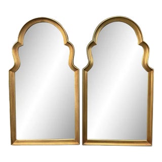 Pair of 1960’s Hollywood Regency Gold Keyhole Mirrors For Sale