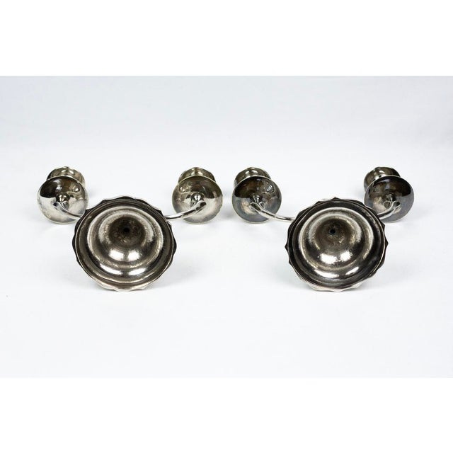 Two-Light Candlesticks in Silver-Plated Metal, 1890s, Set of 2 For Sale - Image 12 of 13