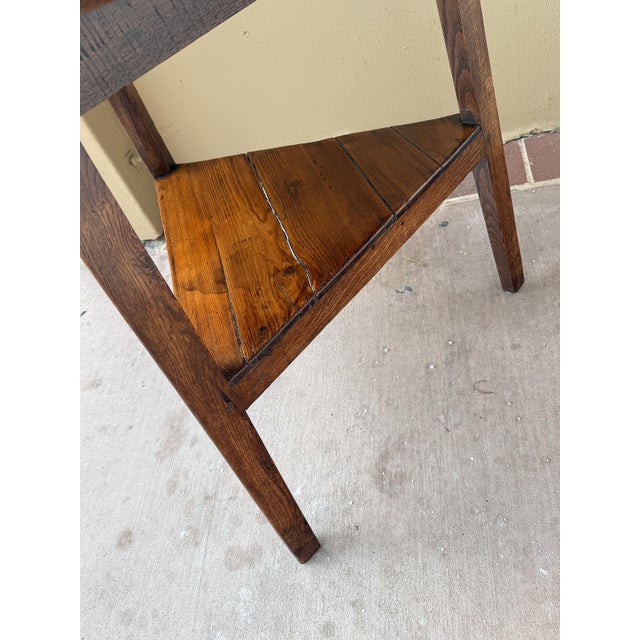 Wood Large English Cricket Table of Patinated Oak From the Georgian Era For Sale - Image 7 of 12