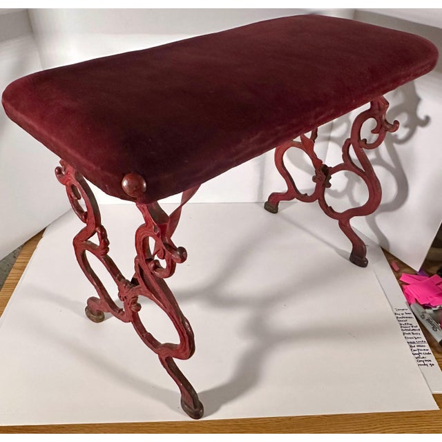 Antique Cast Iron Vanity Bench for your consideration. The bench measures approx. 17 1/2 inches tall, 24 inches long and...