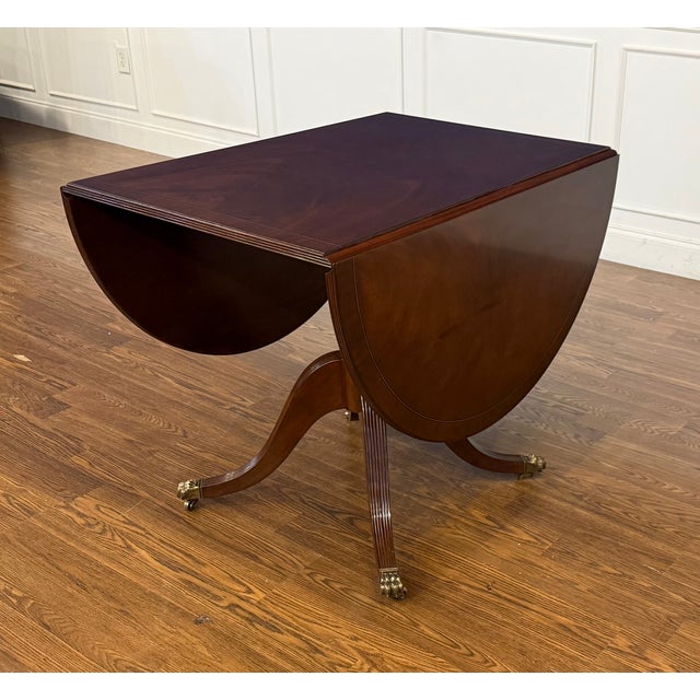 Traditional Mahogany Drop Leaf Breakfast/Dining/Game/Occasional Table by Leighton Hall - Showroom Sample For Sale - Image 10 of 16