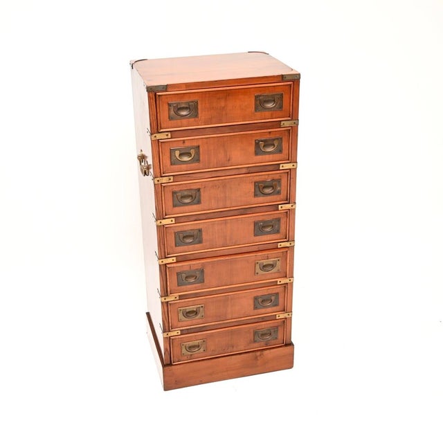 Antique Yew Wood Military Campaign Chest of Drawers, 1950 For Sale - Image 11 of 11