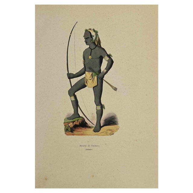 Auguste Wahlen, Naturel de Vanikoro, Lithograph, 1844 For Sale