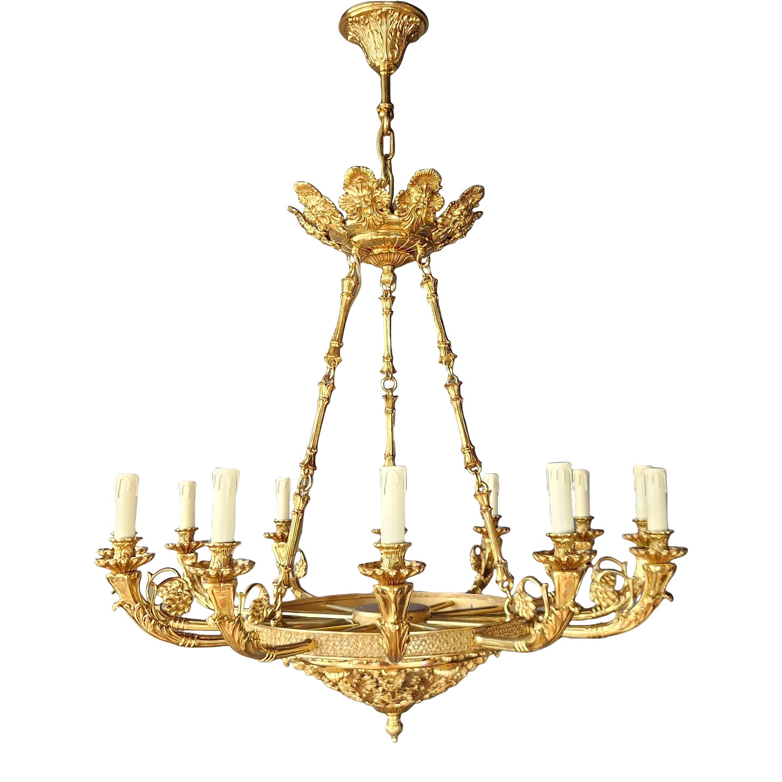 21st Century Baroque Brass Empire Chandelier Crystal Lustre Lamp