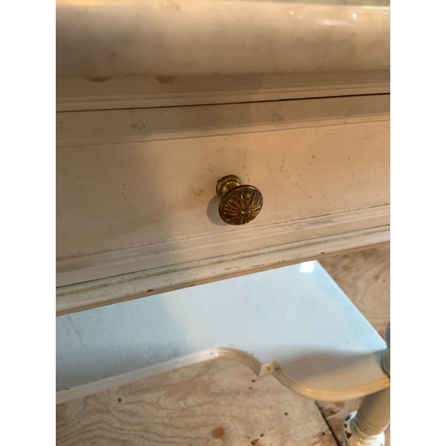 Large Vintage 19th Century French Marble Top Wash Stand - Turned Legs, Backsplash For Sale - Image 10 of 12