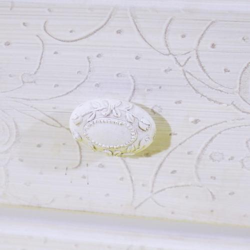 Narrow White Wooden Chest of Drawers with Decorated Drawers For Sale - Image 3 of 10