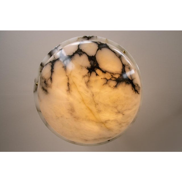 French Art Deco Black Veined Alabaster and Bronze Pendant Light, 1920s For Sale - Image 6 of 18