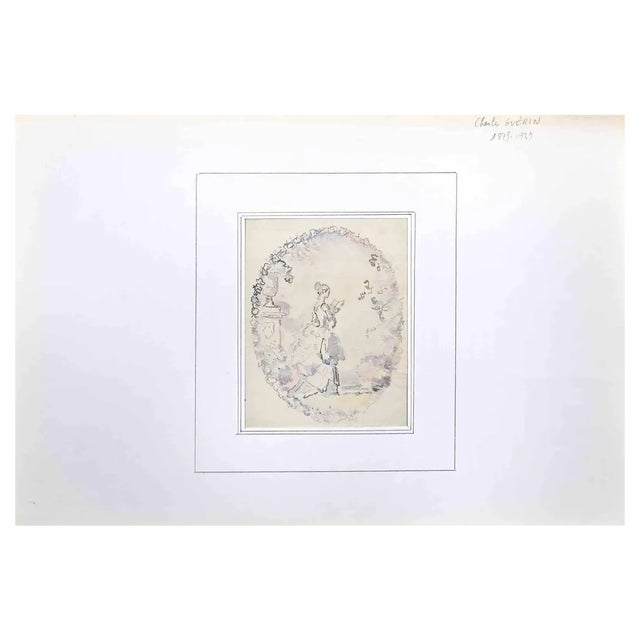 Charles Guerin, Young Woman Reading, Original Drawing, Early 20th-Century For Sale