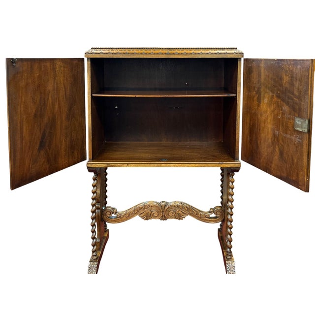 William & Mary Revival Burl Walnut Cabinet on Stand, Circa 1920s, Attributed For Sale - Image 14 of 14
