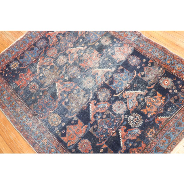 Antique Zabihi Collection Tribal Persian Worn Small Square Rug - 4'6" x 5'7" For Sale - Image 4 of 4