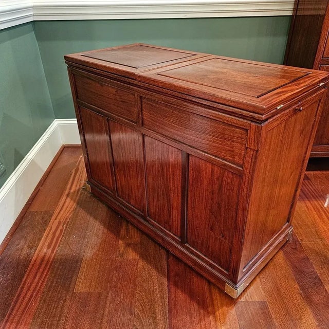 1980s Contemporary Asian-Style Fine Rosewood Extendable Rolling Buffet Cabinet For Sale - Image 5 of 12
