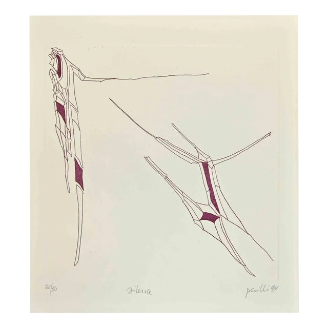 Achille Perilli, Phrases, Silence, Etching, 1999 For Sale