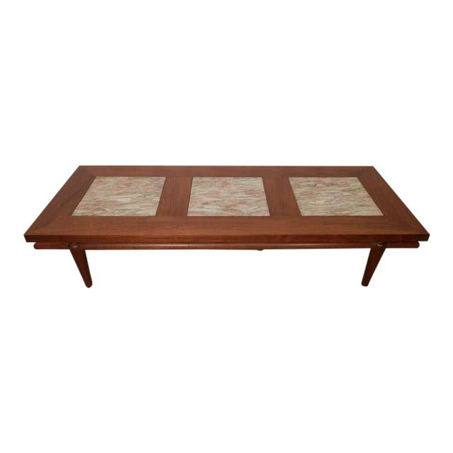 Mid-Century Modern Coffee Table with Marble Inserts by John Widdicomb For Sale