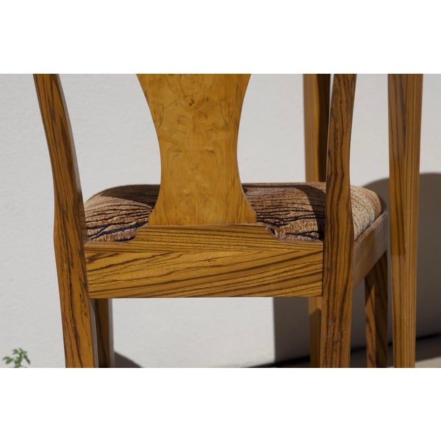 Sheraton-Style Zebrawood and Burl Serpentine Edge Console Table With Matching Zebra Side Chair For Sale - Image 13 of 13