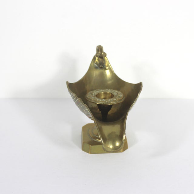 Mid 20th Century Vintage Brass Candle Holder Chamberstick For Sale - Image 5 of 9