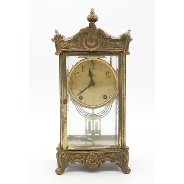 French Antique New Haven Clock Co. Regulator Clock With Key For Sale - Image 3 of 13