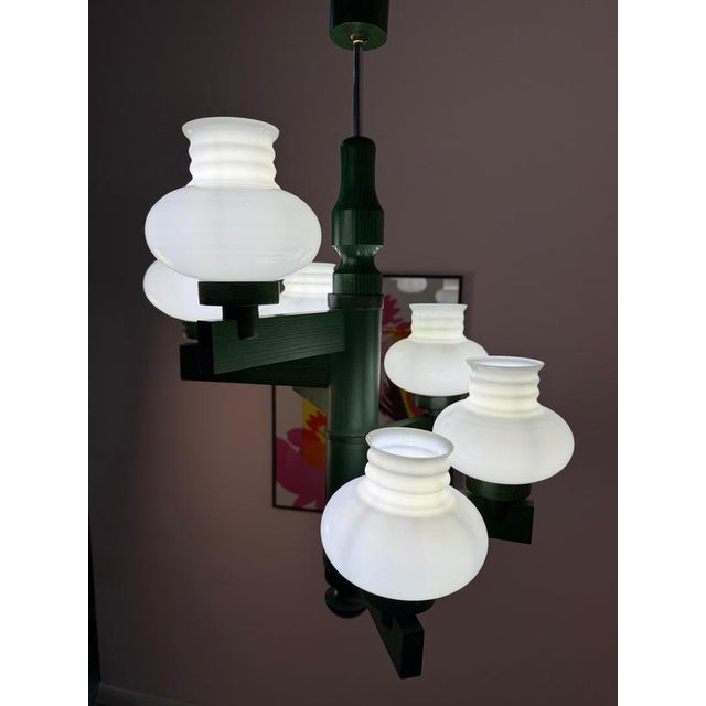 Chandelier in Green Opal Glass For Sale - Image 6 of 11